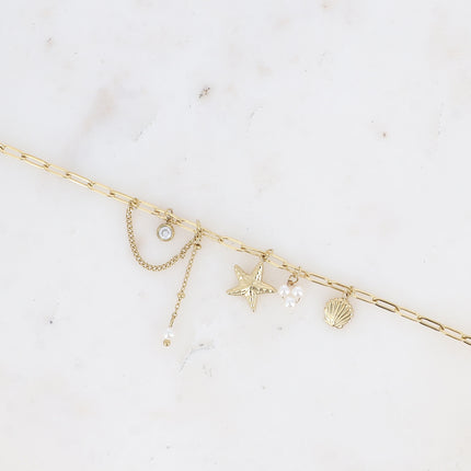 Bracelet Arya - perles de résine/pierres naturelles, coquillage, cristaux et étoile de mer