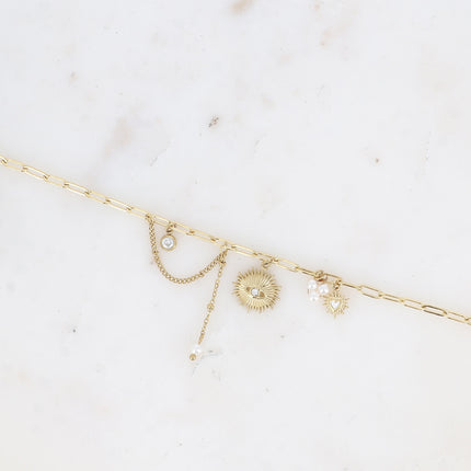 Bracelet Aïcha - perles de résine/pierres naturelles, cristaux et pendentif oeil