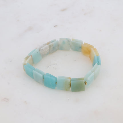 Bracelet élastique Ella - pierres naturelles carrées plates