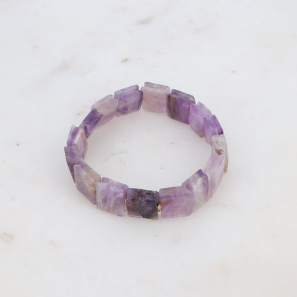 Bracelet élastique Ella - pierres naturelles carrées plates