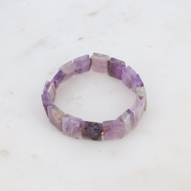 Bracelet élastique Ella - pierres naturelles carrées plates