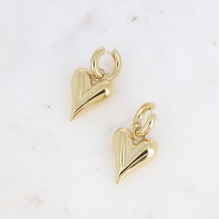 Artley L Creole earrings - large, elongated, and domed heart