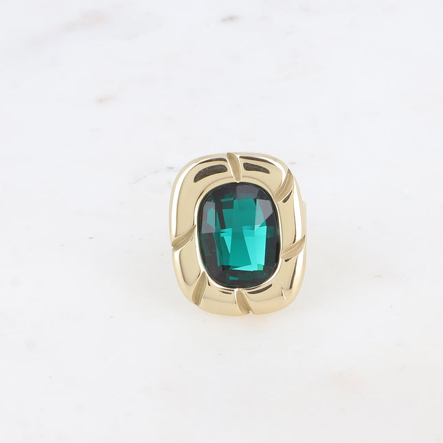 Ring - grooved piece and crystals 10x14mm