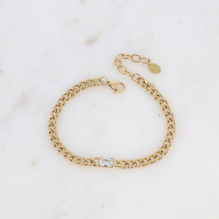 Bracelet - maille gourmette et cristal rectangulaire