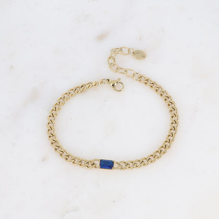 Bracelet - maille gourmette et cristal rectangulaire