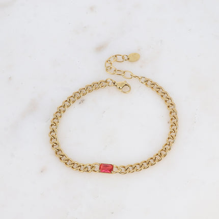 Bracelet - maille gourmette et cristal rectangulaire