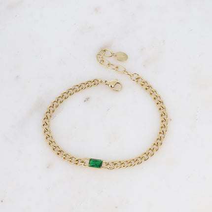 Bracelet - maille gourmette et cristal rectangulaire