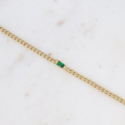 Bracelet - maille gourmette et cristal rectangulaire