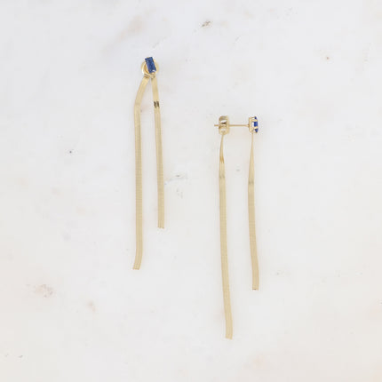 Dangle earrings - 2 mirrored links and rectangular crystal