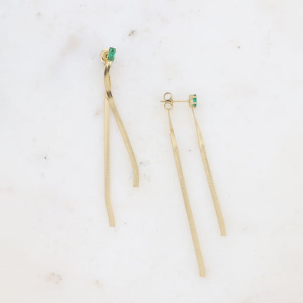 Dangle earrings - 2 mirrored links and rectangular crystal