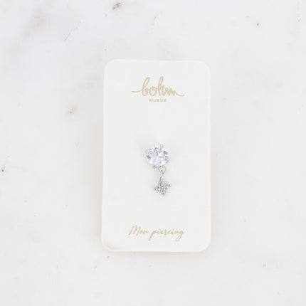 Piercing - cristal taillé et trèfle avec oxydes de zirconium
