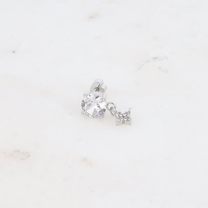 Piercing - cristal taillé et trèfle avec oxydes de zirconium