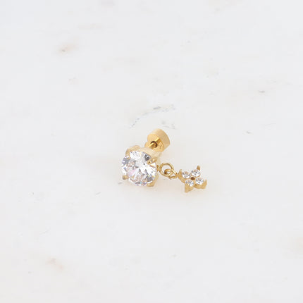 Piercing - cristal taillé et trèfle avec oxydes de zirconium