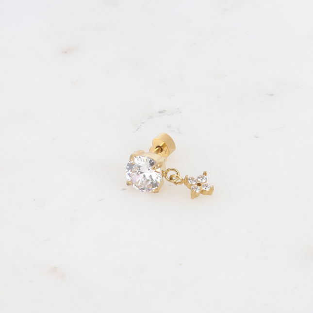 Piercing - cristal taillé et trèfle avec oxydes de zirconium