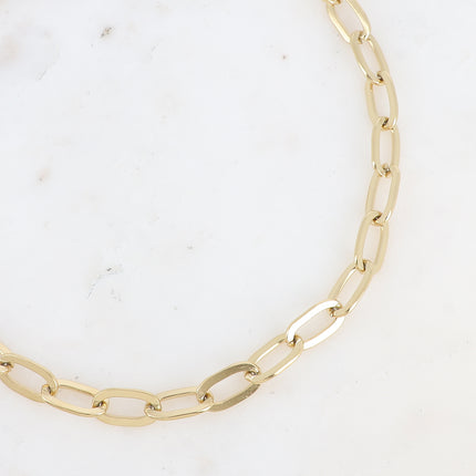Collier - maille aux anneaux ovales lisses et plats
