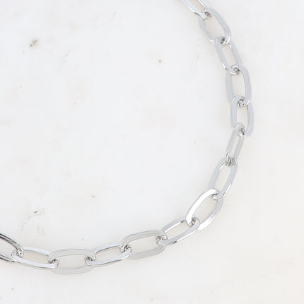 Collier - maille aux anneaux ovales lisses et plats
