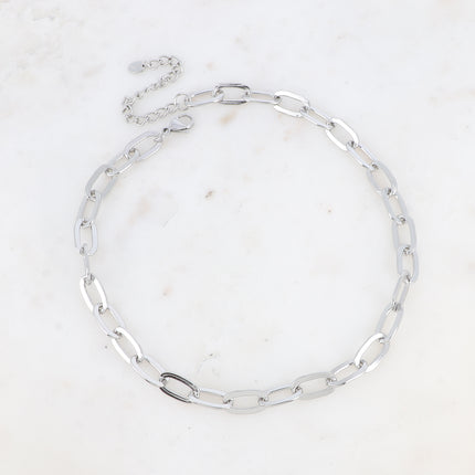 Collier - maille aux anneaux ovales lisses et plats