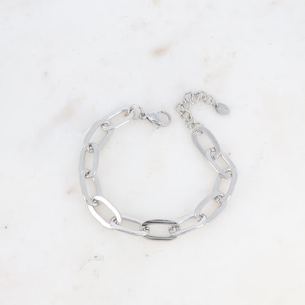 Bracelet - maille aux anneaux ovales lisses et plats