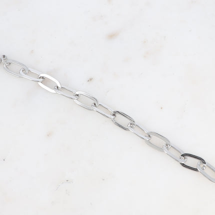 Bracelet - maille aux anneaux ovales lisses et plats