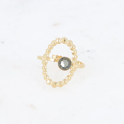 Bague ovale et bulles avec cristal