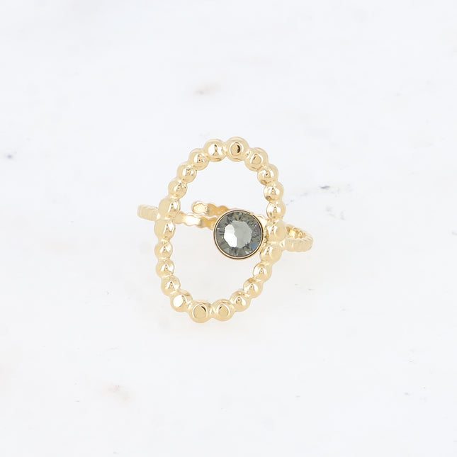 Bague ovale et bulles avec cristal