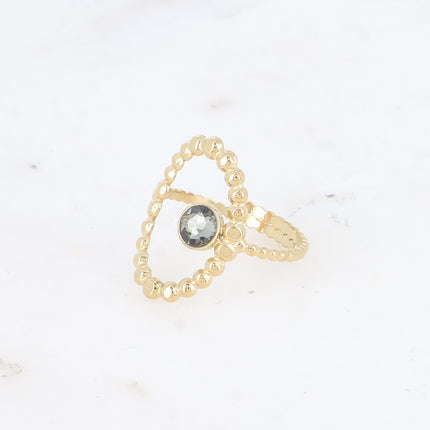 Bague ovale et bulles avec cristal
