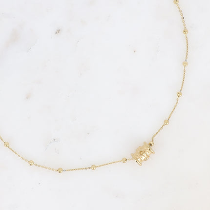 Collier Lula - chaîne à boules, pendentif en forme de cylindre traversant aux ronds incurvés