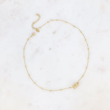 Collier Lula - chaîne à boules, pendentif en forme de cylindre traversant aux ronds incurvés