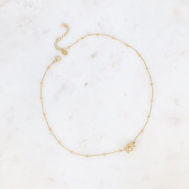 Collier Lula - chaîne à boules, pendentif en forme de cylindre traversant aux ronds incurvés