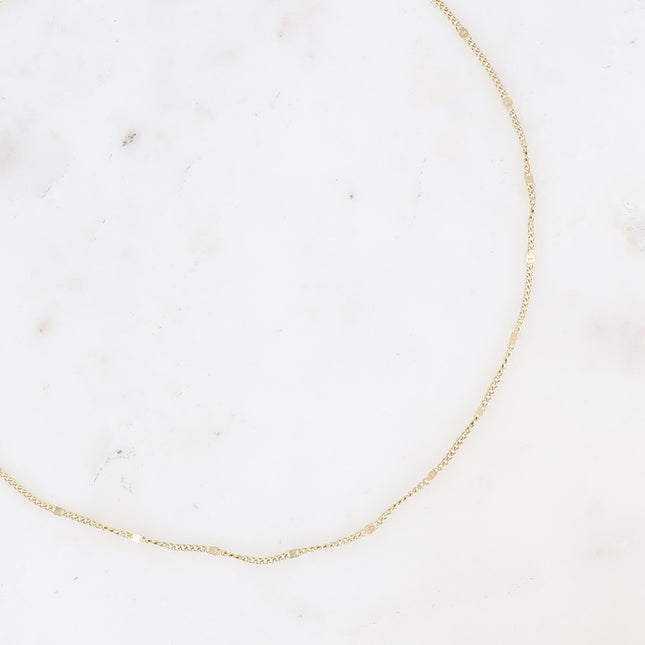 Collier - ras de cou, maille simple type gourmette fine et aplatie