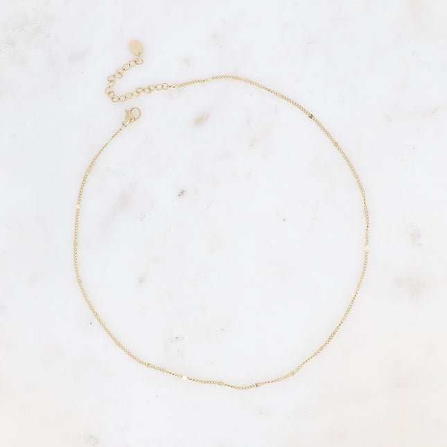 Collier - ras de cou, maille simple type gourmette fine et aplatie