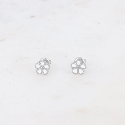 Boucles puces Alizon - fleurs aux pétales émaillées