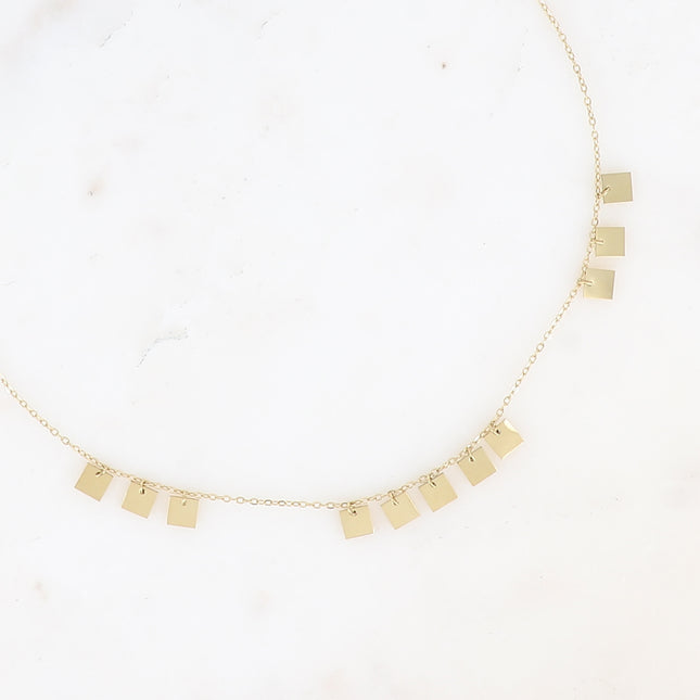 Necklace - flat square tassels