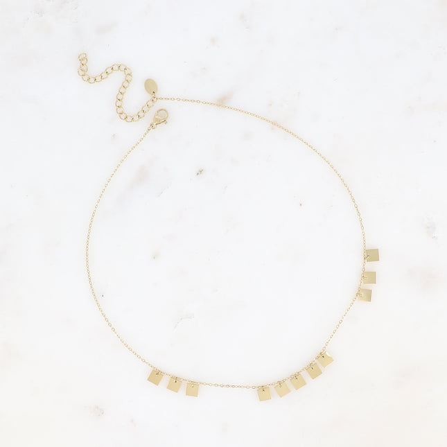 Necklace - flat square tassels