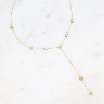 Collier Akasya Y - pastilles rondes et ovales allongés ajourés