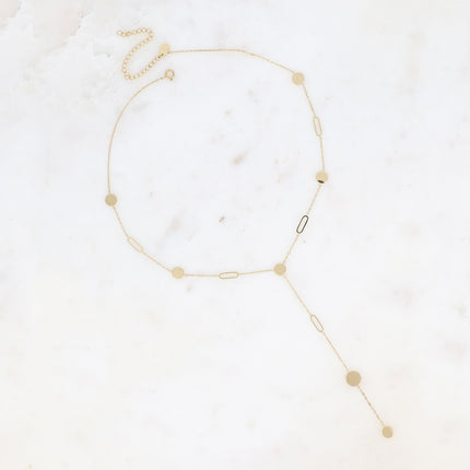 Collier Akasya Y - pastilles rondes et ovales allongés ajourés