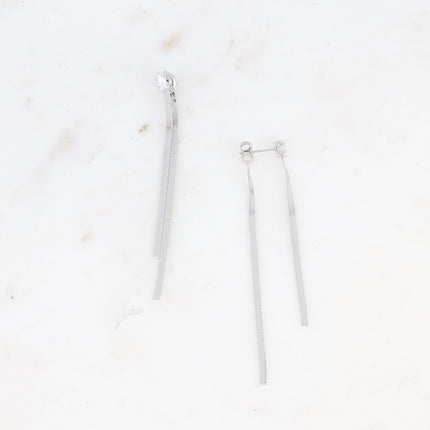 Dangle earrings - 2 mirrored links and rectangular crystal