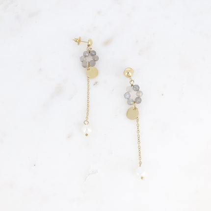 Boucles pendantes - anneau de pierres naturelles et chaîne pendante