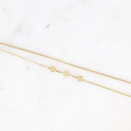 Bracelet multirangs Bruna - 2 rangs, maille miroir avec 3 ronds et gourmette