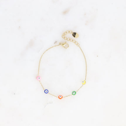 Bracelet - en acier inoxydable avec yeux en perles émaillées