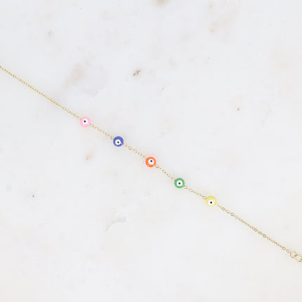 Bracelet - en acier inoxydable avec yeux en perles émaillées