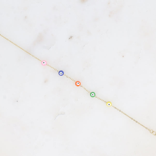 Bracelet - made of stainless steel with enameled bead eyes