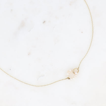 Necklace - double ring with freshwater pearls