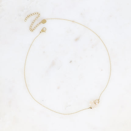 Necklace - double ring with freshwater pearls