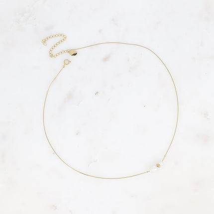 Collier - maille serpent fine et perles d'eau douce