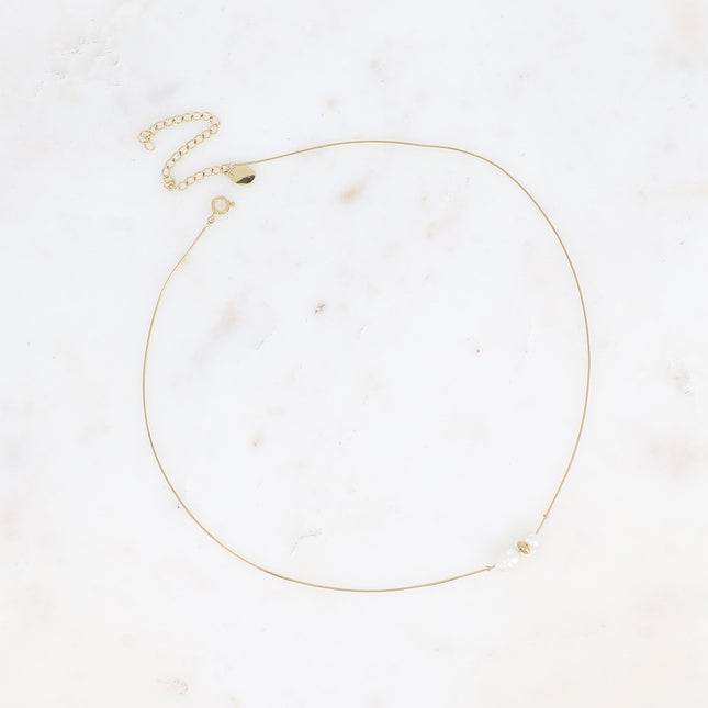 Collier - maille serpent fine et perles d'eau douce