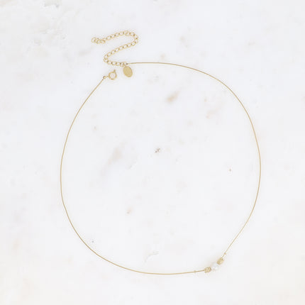 Collier Gracia - maille serpent fine, perle d'eau douce et perles cylindriques
