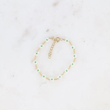 Bracelet - sur fil avec fleurs en perles rocailles