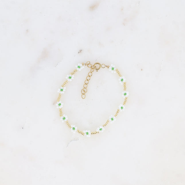 Bracelet - on a thread with seed bead flowers