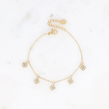 Bracelet - pampilles trèfles serties d'oxydes de zirconium